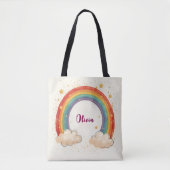 De charmante regenboog van meisjes met gloeiende s tote bag (Voorkant)