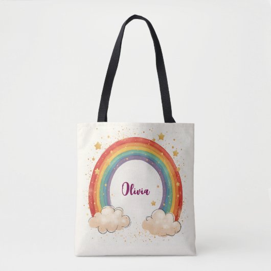De charmante regenboog van meisjes met gloeiende s tote bag (Voorkant)