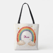 De charmante regenboog van meisjes met gloeiende s tote bag (Achterkant)