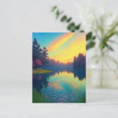 De charmante rivier badde in majestueuze schemerin briefkaart (Staand voorkant)