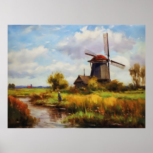 De charme van een windmolen vangen bij een kleine poster (Voorkant)