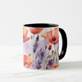 De charme van Natuur: klaprozen en lavendel in wat Mok (Voorkant rechts)