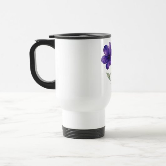De charme van paarse bloemen reisbeker (Links)