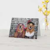 De Charmeur van het golden retriever en Jubileum Kaart (Gele Bloem)