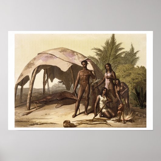 De Charrua-Indianen van Uruguay (kleurenlitho) Poster (Voorkant)