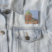 De Chateau Frontenac in Quebec City, Canada. Vierkante Button 5,1 Cm (In situ)