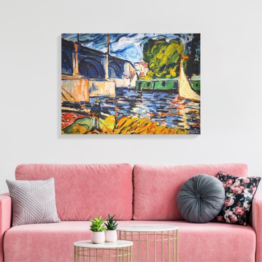 De Chatoubrug | Maurice de Vlaminck | Canvas Afdruk (Insitu (Woonkamer))