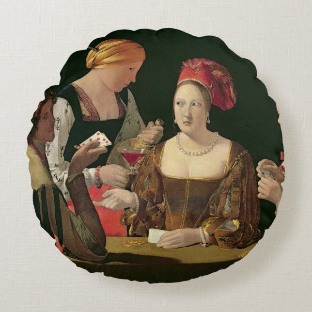 De Cheat met de Ace Diamonds Rond Kussen (Voorkant)