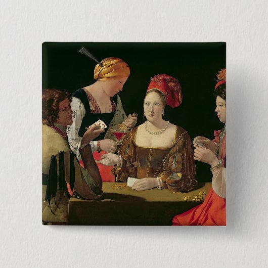 De Cheat met de Ace Diamonds Vierkante Button 5,1 Cm (Voorkant)