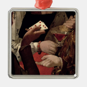 De Cheat met de Ace of Diamonds, detail van de Metalen Ornament