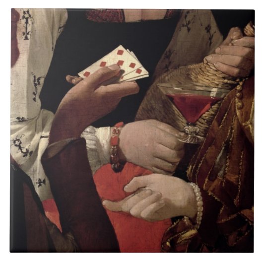 De Cheat met de Ace of Diamonds, detail van de Tegeltje (Voorkant)