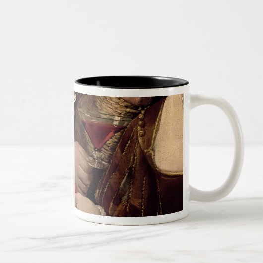 De Cheat met de Ace of Diamonds, detail van de Tweekleurige Koffiemok (Rechts)