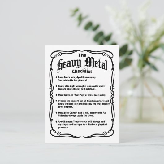 De checklist voor zware metalen briefkaart (Staand voorkant)