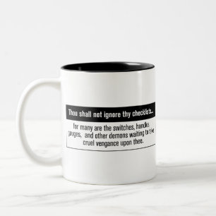 De Checklists Aviation Humor niet negeren Tweekleurige Koffiemok