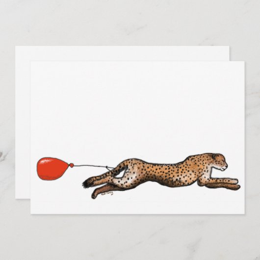 De Cheetah en de Red Balloon Party uitnodiging (Voorkant / Achterkant)