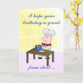 De Chef-kok van Baker, die een Cake, Verjaardag Kaart (Gele Bloem)