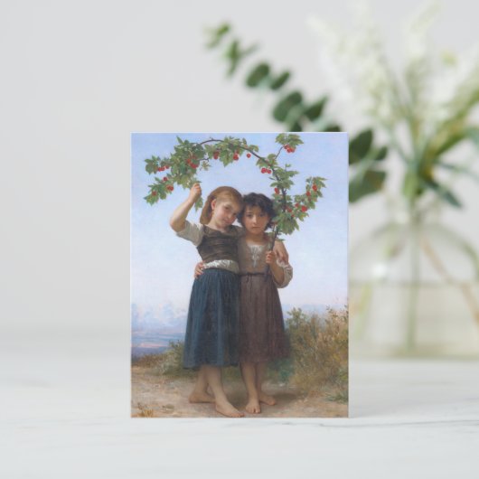 De Cherry Branch van Bouguereau Briefkaart (Staand voorkant)