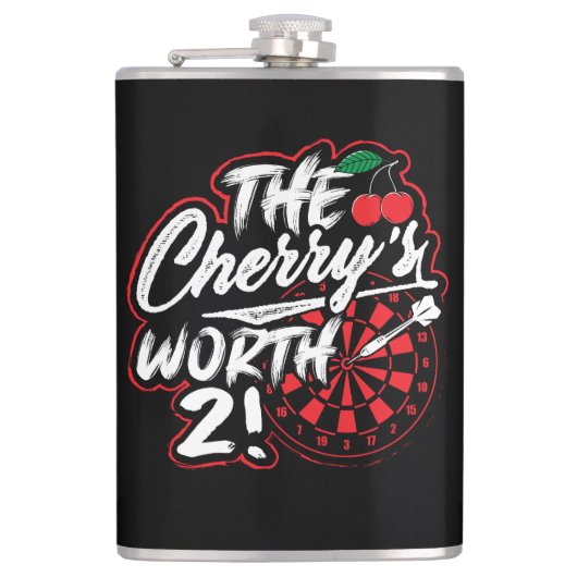 De Cherry's Worth 2 Grappige Dart Flask 8 oz. Heupfles (Voorkant)