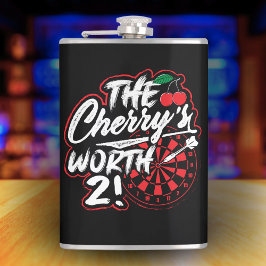 De Cherry's Worth 2 Grappige Dart Flask 8 oz. Heupfles