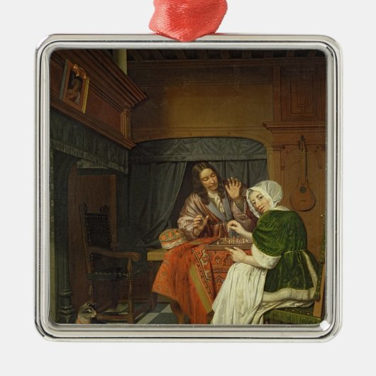 De Chess Players, c.1670 Metalen Ornament (Voorkant)