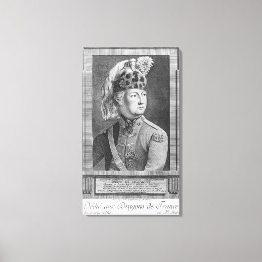 De Chevalier d'Eon als dragoon, 1779 Canvas Afdruk (Voorkant)