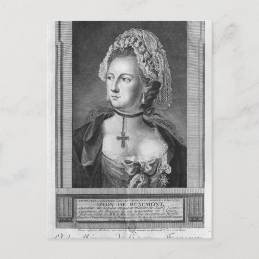 De Chevalier d'Eon, gekleed als vrouw Briefkaart (Voorkant)