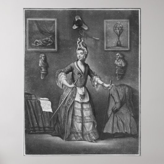 De Chevalier d'Eon, gekleed als vrouw Poster (Voorkant)