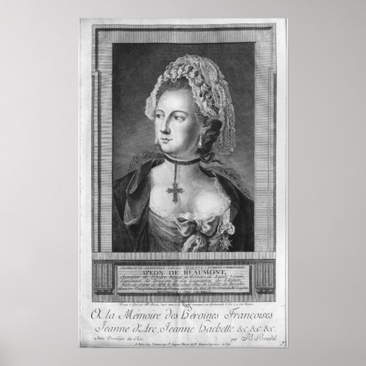De Chevalier d'Eon, gekleed als vrouw Poster (Voorkant)