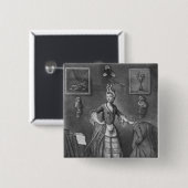 De Chevalier d'Eon, gekleed als vrouw Vierkante Button 5,1 Cm (Voorkant /achterkant)