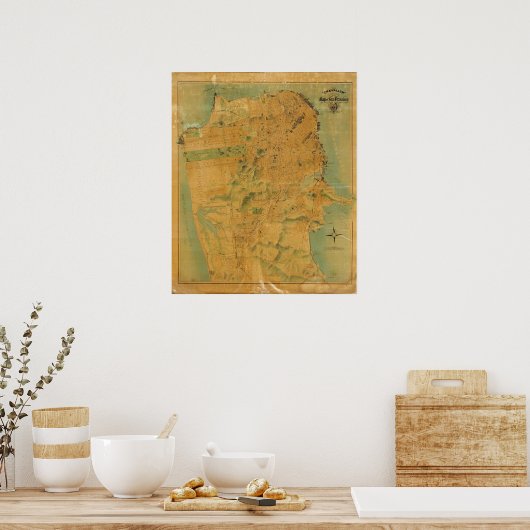 De Chevalier Map van San Francisco Poster (Keuken)