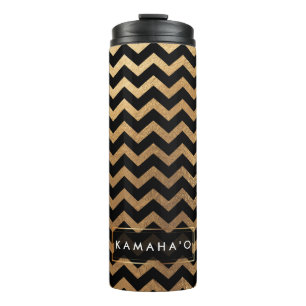 De Chevron van PixDezines/MetaalGoud Faux Thermosbeker