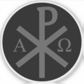 De Chi-Rho Cross - v2 (grijs op zwart) Sticker (Voorkant)