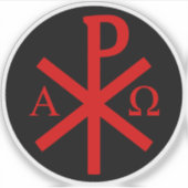 De Chi-Rho Cross - v2 (rood op zwart) Sticker (Voorkant)
