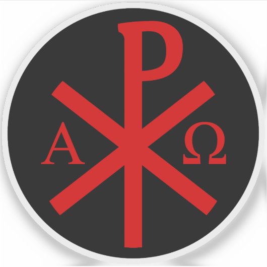 De Chi-Rho Cross - v2 (rood op zwart) Sticker (Voorkant)