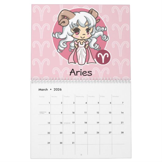 De Chibi Zodiac Kalender (Mar 2026)