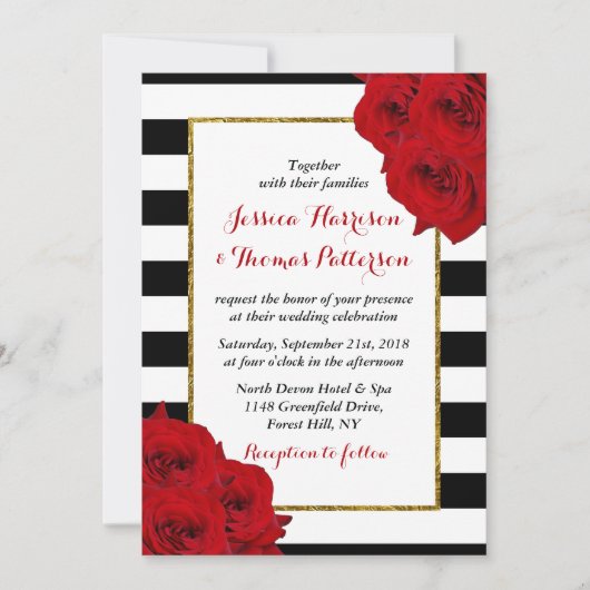 De Chic Moderne Luxe Trouwcollectie- Rode Rozen Kaart (Voorkant)