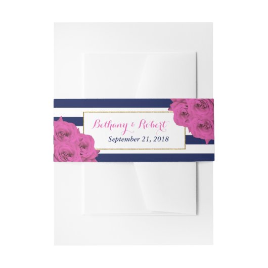 De Chic Moderne Luxe Trouwcollectie Roze Rozen Uitnodigingen Wikkel (Voorkant Voorbeeld)