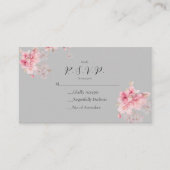 De chic roze sakura bloemen op een grijs informatiekaartje (Voorkant)