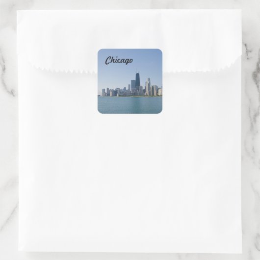 De Chicago Skyline Vierkante Sticker (Tas)