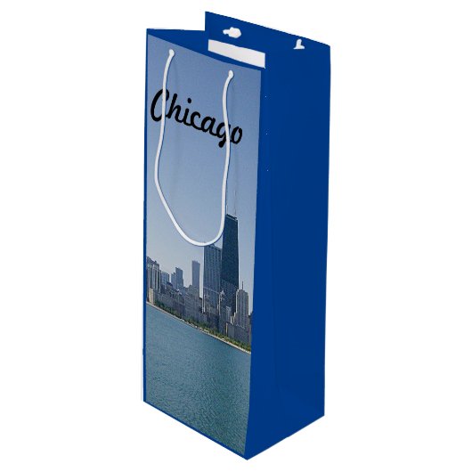 De Chicago Skyline Wijn Cadeautas (Voorkant Gekanteld)