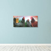 De Chicken Dames 26x12 Stretched Canvas (Insitu (Houten vloer))