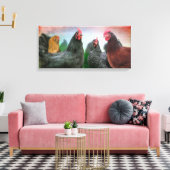 De Chicken Dames 26x12 Stretched Canvas (Insitu (Woonkamer))