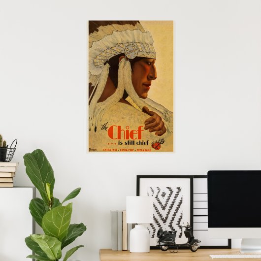 De Chief is nog steeds Chief Santa Fe Native Ameri Poster (Thuiskantoor)