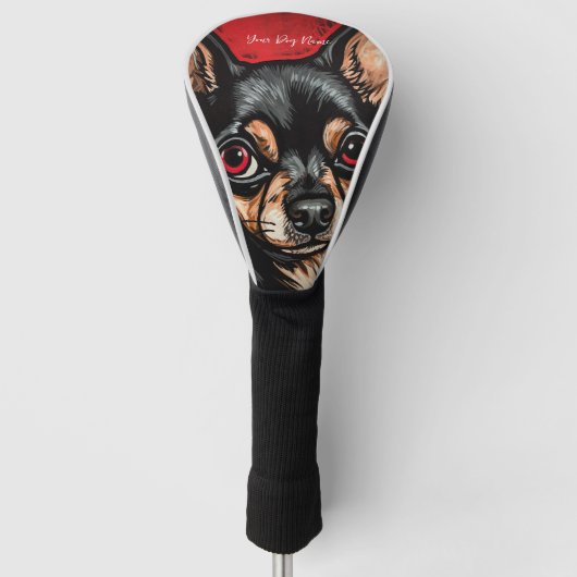 De Chihuahua Hond, Rood en Zwart 001 - Ulises Dall Golfheadcover (Voorkant)