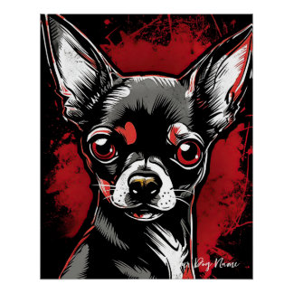 De Chihuahua Hond, Rood en Zwart 005 - Ulises Dall Perfect Poster