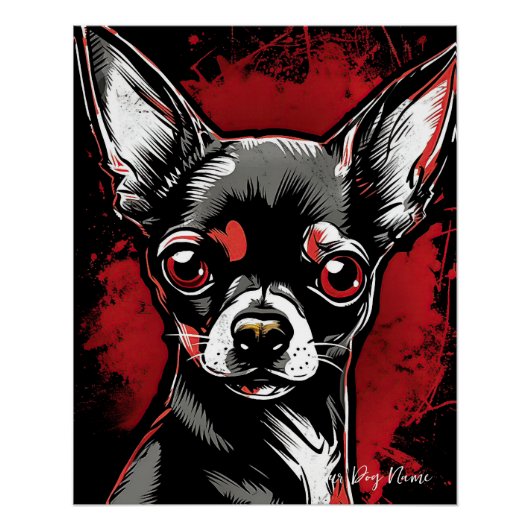 De Chihuahua Hond, Rood en Zwart 005 - Ulises Dall Perfect Poster (Voorkant)