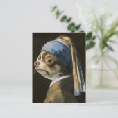 De Chihuahua met een Pearl Earring Briefkaart (Staand voorkant)