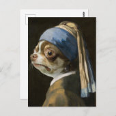 De Chihuahua met een Pearl Earring Briefkaart (Voorkant / Achterkant)