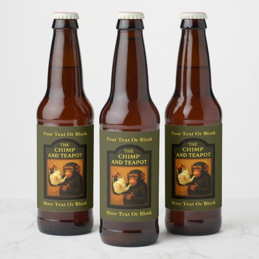 De chimp en theepot pub bier etiket (Flessen)