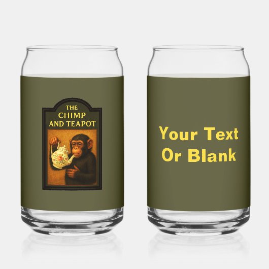 De chimp en theepot pub blikvorm glas (Voorkant)